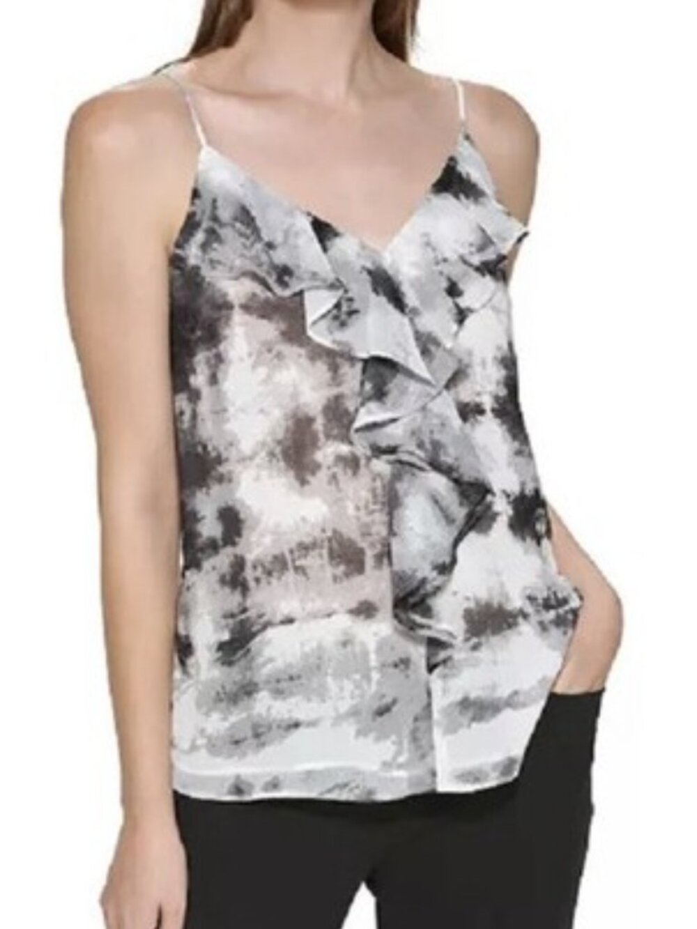 Calvin Klein, Like New, Women's Ruffled Tie-Dye Camisole Top, XL